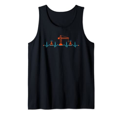 Crane Operator Heartbeat Heavy Equipment Bauarbeiter Tank Top