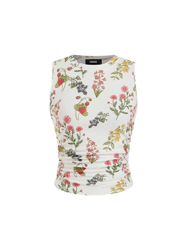 Image of CIDER Womens Tank Tops Sleeveless High Neck Ruched Crop Tops Going Out Casual Basic Ribbed Shirt Summer Fashion Clothing