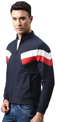 Image of ADBUCKS Men's Color Blocks Windcheater Standard Length Winter Jacket With Fur Inside For Outdoor