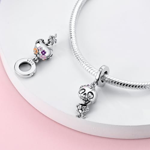 NARMO 925 Sterling Silver Santa Claus Christmas Tree Charm for Christmas Pumpkin Skeleton Charm for Halloween3