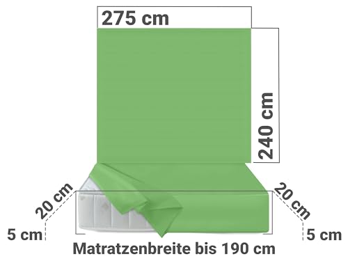 npluseins Bettlaken 240x275cm - Leintuch ohne Gummizug - Tuch ist ideal für Terrasse Reisen Camping und Tischtuch - Wohnmobil Laken… – Ansicht 3