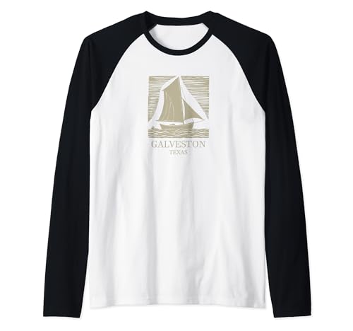 Sailboat Block Print Galveston Raglan Baseball Tee