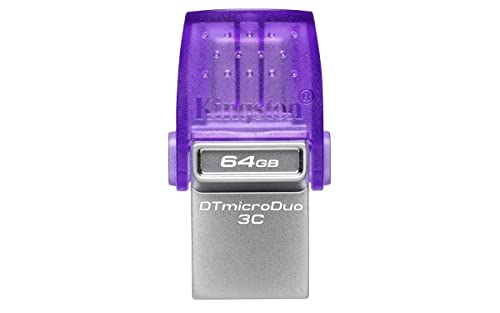 Kingston DataTraveler microDuo 3C Unidad Flash USB64GB USBGen 3 Type   C y Type   A   DTDUO3CG3/64GB, Morado