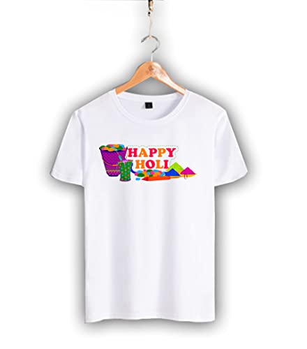 Image of Decor Production Men's /Women's Regular Fit -Colourful - Holi Tshirt Shirt for Men /Women Printed Round Neck Tshirt || Mens /Womens Tshirts Polycotton Half Sleeve