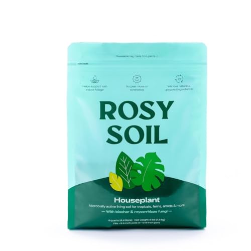 Rosy Soil Indoor Potting Soil for House Plants - Organic Potting Soil Mix for Indoor Plants - Enriched w/Root-Boosting Biochar for Foliage Plants, Flowers, Herbs - Peat Free, Less Prone to Gnats - 8qt