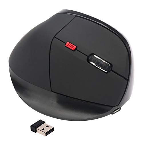 Vertikale Maus, Wiederaufladbare Ergonomische Maus, Einstellbar DPI 2.4G Kabellose Maus Vertikale Funkmaus, Optische Vertical Mouse, Black