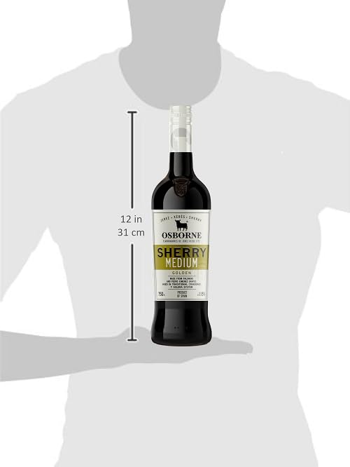 Osborne Sherry Golden Medium – Hochwertiger, halbtrockener Sherry, hergestellt nach dem Solera-Verfahren aus Andalusien in Spanien mit 15% vol. (3 x 0,75l) Lebensmittel & Getränke
