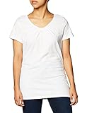 Hanes Women's Shirred V-Neck T-Shirt, White, Large