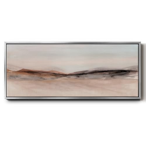 Renditions Gallery Nature Symphony Canvas Artwork Distant Dry Horizon Floater Frame Decor Paintings for Bedroom Office Kitchen - 20"X50" SILVER Frame GAL037