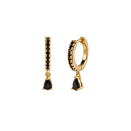 Boucles d'oreilles argent S925 avec zircon noir pour piercing femme