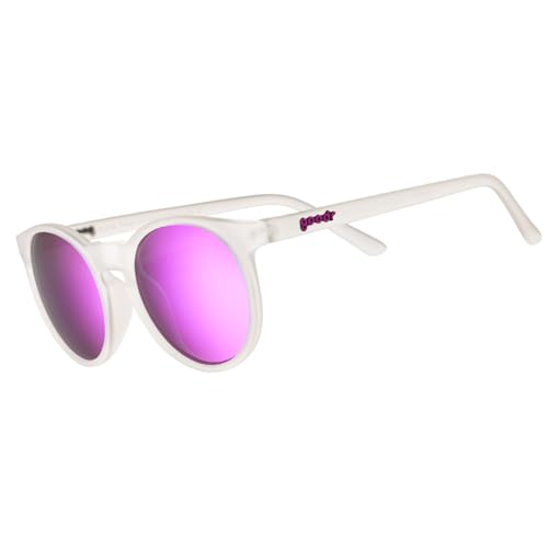 goodr Strange Things Are Afoot Polarized Round Sunglasses for Men & Women, Small Sized (Circle G), Clear Translucent Frame with Purple Mirrored Reflective Lenses, UV400 Protection, No Slip, No Bounce
