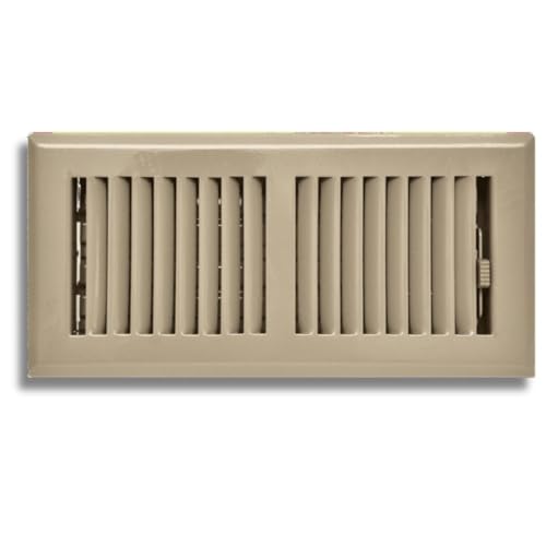 Image of 6 inch x 14 inch Brown Floor Register 2 Way - Stamped Face Steel Vent Cover, HVAC Floor Grille for AC Heat, Fits 6x14 Duct Opening, Heavy Duty Metal Register