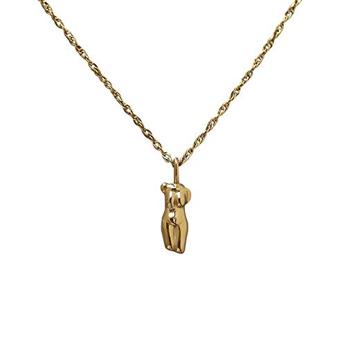 Vingt Deux Women's Body Piece Sculpture Necklace - Gold Plated Steel, Minimalist Female Form Pendant - Perfect for Women, Adults & Teens