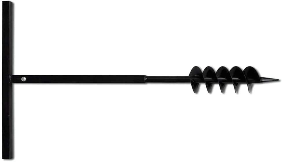 YAFF Heavy Duty Steel Ground Drill with Double Spiral Auger Bit, 3.94 Inch, Black