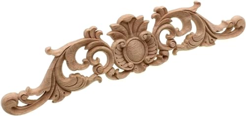 家具 彫刻 花 木彫り デカール ホームファニチャー 彫刻 アップリケ 窓 ドア 装飾 木製 置物 ミニチュア クラフト 庭の装飾 (色 : B)