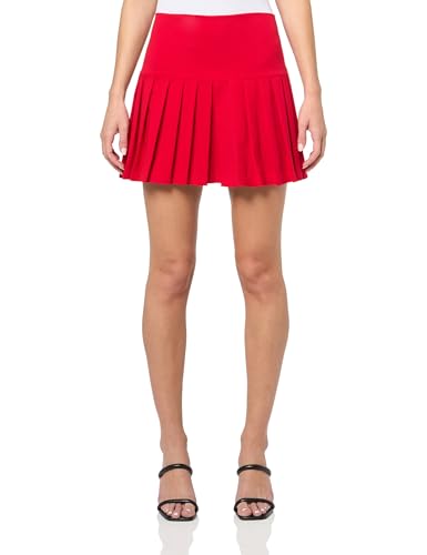 NORMA KAMALI Women's Pleated Mini Skirt, Tiger RED at Amazon
