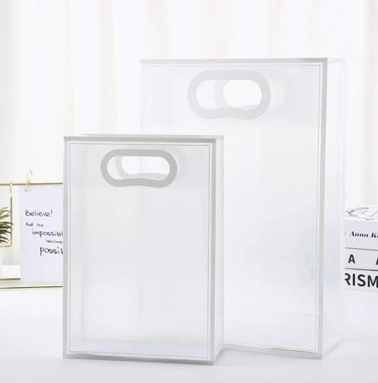 Image of SATYAM KRAFT 6 Pcs Translucent Multipurpose Reusable Gift Bags | Gift for Her /Him, Wedding Return Gifts Baby Shower Anniversary Birthday Hamper Shopping, Party Favors (White - Medium)