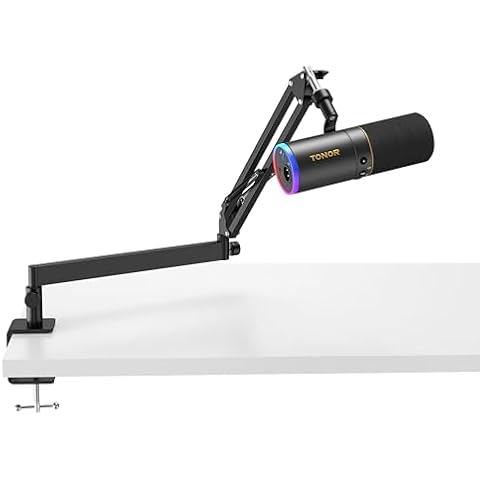 TONOR XLR/USB Gaming Microphone Kit, RGB Dynamic PC Mic for Streaming Podcasting with Low Profile Boom Arm, Metal Recording Mic with Gain Control, Mute, Monitoring for Mac Android Tablet PS4/5 TD520S+ Cover