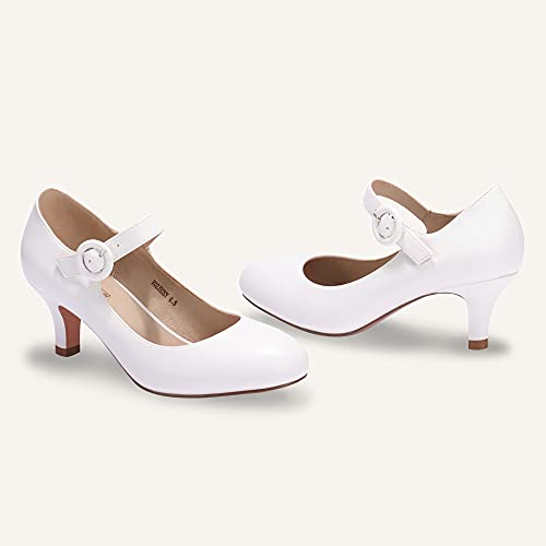 IDIFU Women's Jessy Dress Mary Jane Shoes Low Kitten Heels Closed Round Toe Office Work Wedding Pumps3