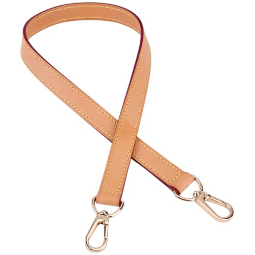 CALFOVERA 24.6 Inch Genuine Vachetta Leather Bag Strap Replacement Light Brown Leather Purse Handle 0.7 Inch Shoulder Handbag Strap with Golden Buckles for Women Multi Pochette Montaigne Accessories