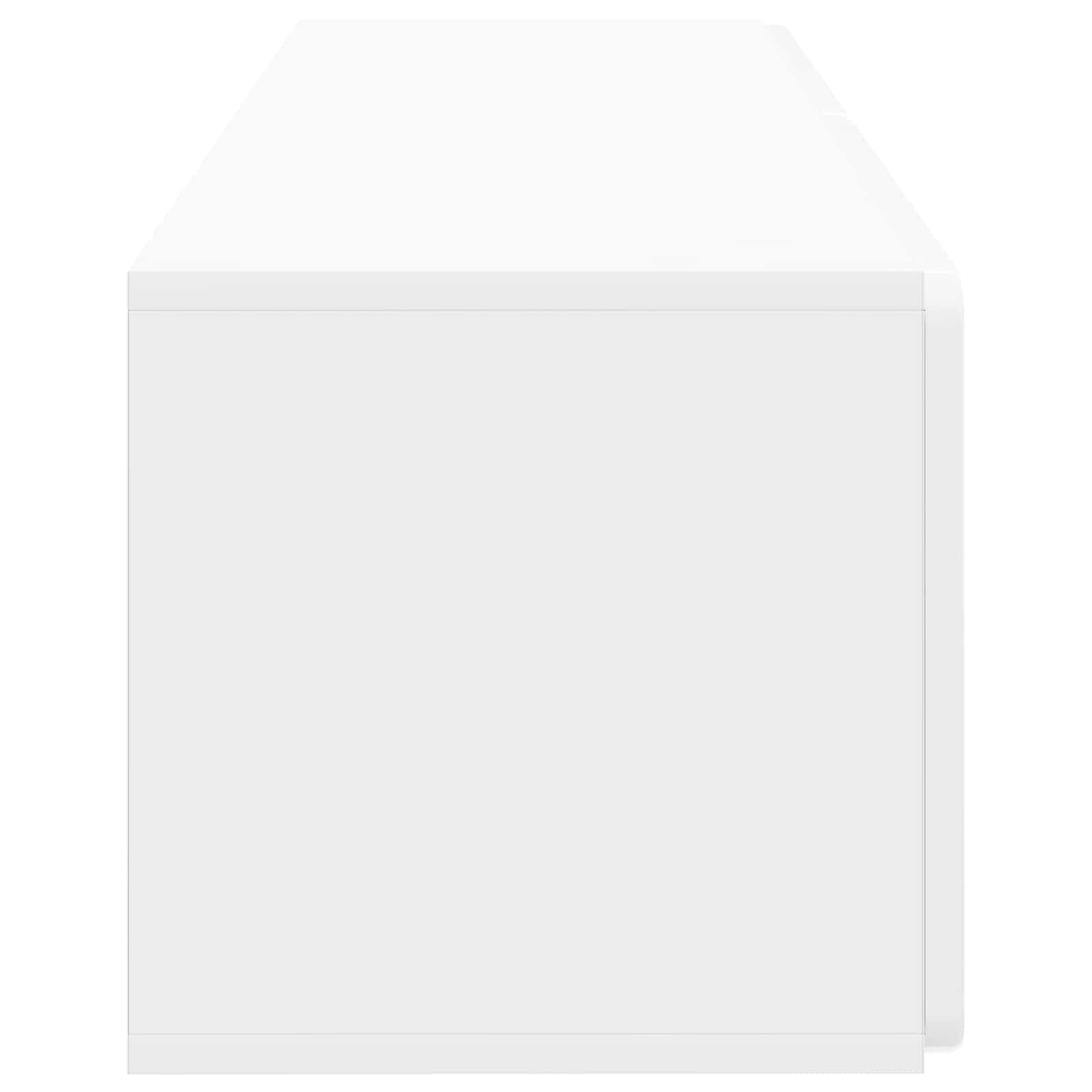 Mueble de TV montado en la pared, color blanco brillante, 98 x 31 x 30 cm, moderno mueble de TV colgante de madera con 2 puertas abatibles, ahorra espacio para el salón