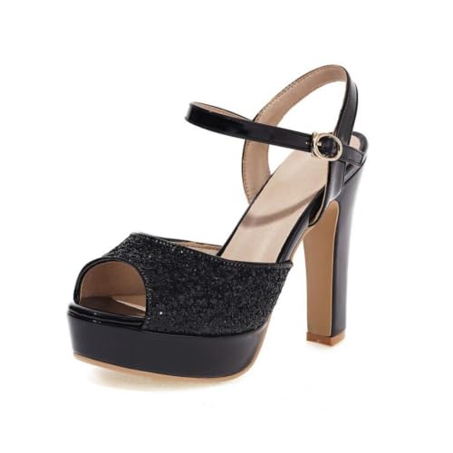Sandales plateforme femmes talon haut bloc pailleté chaussures soirée et mariage