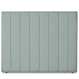 Ventadecolchones - Cabecero Tapizado Acolchado de Dormitorio Franjas Verticales Largo en Tela Antimanchas Verde Agua y Medida 200 x 125 cm para Camas de 180 ó 200