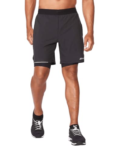 2Xu Aero 2-In-1 7" Men’s Shorts Tights For Running, Gym Workouts & Sports, Black/Silver Reflective, Small – 2-In-1 Athletic Shorts Tights For Men #TOP12