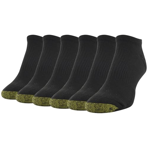 GOLDTOE Women's Cool No Show Socks, 6-Pairs, Black, Medium