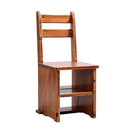 HAPPLiGNLY Home Step Stools,High Chair Folding Step Stool Wooden Ladder Staircase Shelf Stepladder Dual-Use Climb Widened Multifunction Safety Household Kitchen Indoor Ascend,A,A