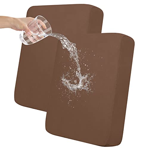 Easy-Going 100% Waterproof Chair Sofa Seat Cushion Slipcovers Couch Cushion Cover Stretch Furniture Protector for Kids, Pets (2-Piece Loveseat Cushion, Brown) 2-piece loveseat cushion Brown