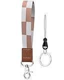 YAVVOZH Keychain Wristlet, Short Key Chain for Women Men, Soft Wrist Keychain Lanyard Strap for Keys Car Key Phone Wallet, Khaki