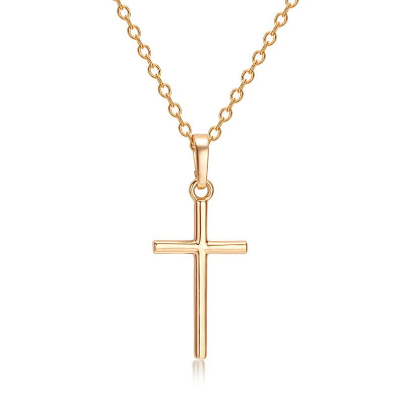 Cross Necklace, Faith Cross Pendant Necklace Dainty Religious Minimalist Necklace Elegant Christian Jewelry Gift for Women Mens
