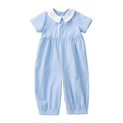 Toddmomy Toddler Jumpsuit Baby Girl Boy Romper Newborn Short Sleeve Romper Baby Cotton Clothes for 12-24 Month Baby Infant Sky Blue