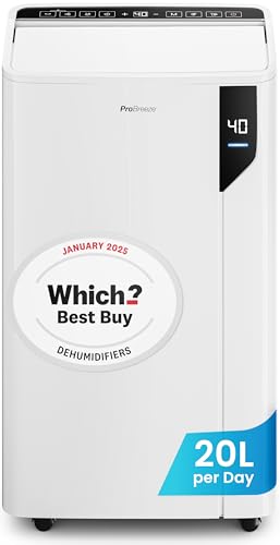 Pro Breeze® 20L/Day Compressor Dehumidifier - Energy Efficient with Laundry Mode, Humidity Sensor & Indicator, Carbon Air Filter for Mould, Damp & Moisture - for Home, Office & Bedroom