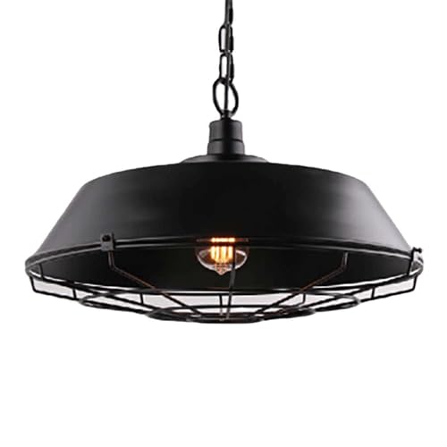 Lampe suspendue industrielle E27 lustre plafonnier vintage fer noir