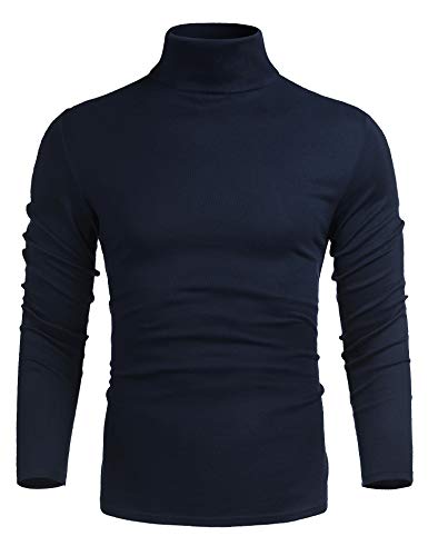 Image of Poriff Men's Casual Slim Fit Basic Tops Knitted Thermal Turtleneck Pullover Sweater