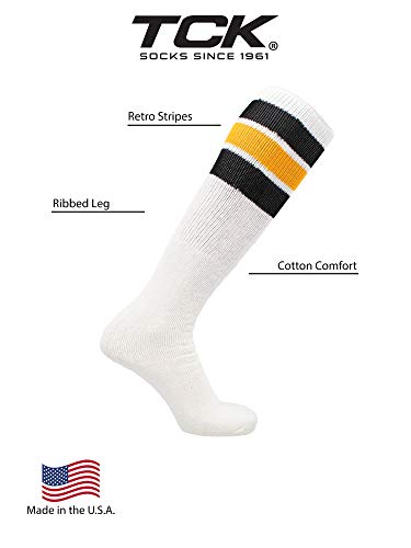 Retro Tube Socks with Stripes for Men & Women - 3 Stripe, 70's 80's Deadlift Socks4