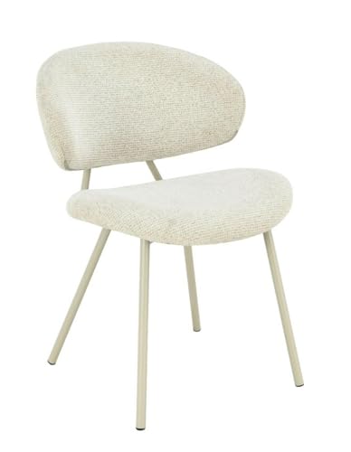HowHomely | Chaise de salle à manger rembourrée beige avec pieds en métal Chaise de cuisine confortable scandinave Chaise de salon