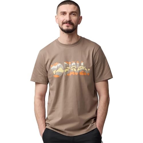 Fjällräven Herren Multicolor Logo T-Shirt, Suede Brown, XXL