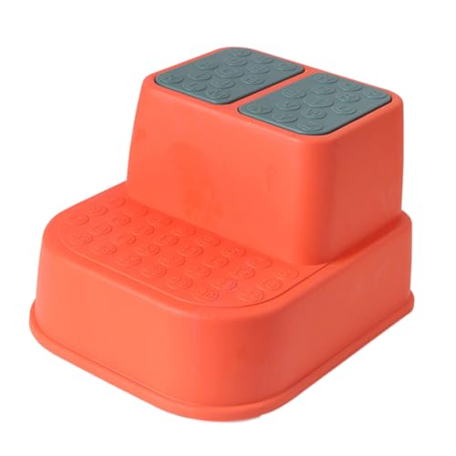 HOOTNEE Double Layers Step Stool for Slip Footstool Thicken Design for Home Kindergarten and Nursery Educational Alphabet Pattern Stylish Red Color