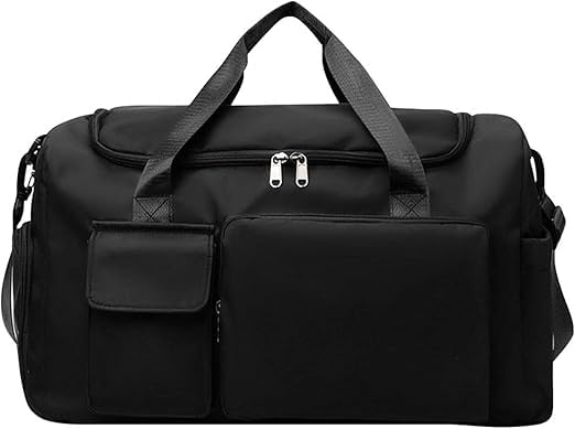sunvika house multicompartment 6 Pocket Bag Lightweight Travel Sport Gym Duffle Bag with Shoe Compartment Spacious Storage Portable and Durable Multiple Waterproof for Men Women's use (Black)-picture-48