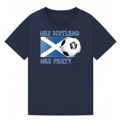 Nae Scotland Nae Party Sports Football Womens Loose Fit Graphic T-Shirt Retro Novelty Soccer Fan Tee Scottish Heritage Sportswear Apparel Navy L