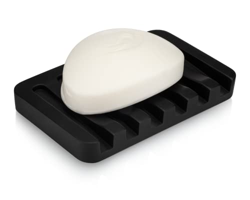 Essentra Home Matte Black Self-Draining Rectangular Soap Dish #TOP19