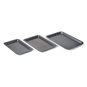Nifty Cookie & Baking Sheets (Set of 3) – Non-Stick Coated Steel, Dishwasher Safe, Oven Safe up to 450 Degrees, includes Large/Med/Small Pans