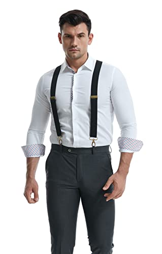 Image of MENDENG Suspenders for Men Heavy Duty Swivel Hooks Retro X-Back Adjustable Brace