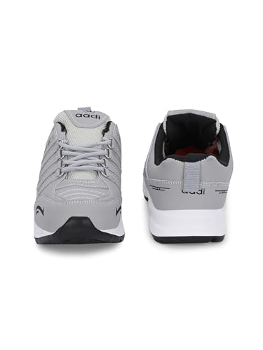 Image of AADI Men's Grey Synthetic Leather Comfortable Lightweight Outdoor Lace Up Running, Walking & Gym Casual Sports Shoes