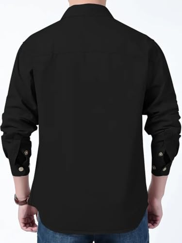Image of FABRIPPLE Men's Cargo Jacket Shirt | 100% Cotton | 6 Pocket Utility Overshirt | Casual & Outdoor Wear | Breathable & Lightweight Fabric