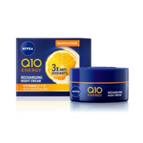 NIVEA Q10 Energy Nachtpflege Booster de Shine (1 x 50 ml), Anti-Falten Creme angereichert mit reinem Q10 & Vitamin C… – Ansicht 1