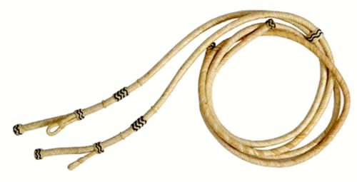 WeavingCraft Hand-Braided Roping Reins Colored Knots: Premium Natural Nylon- Raw Hide Leather Horse Tack (Black)